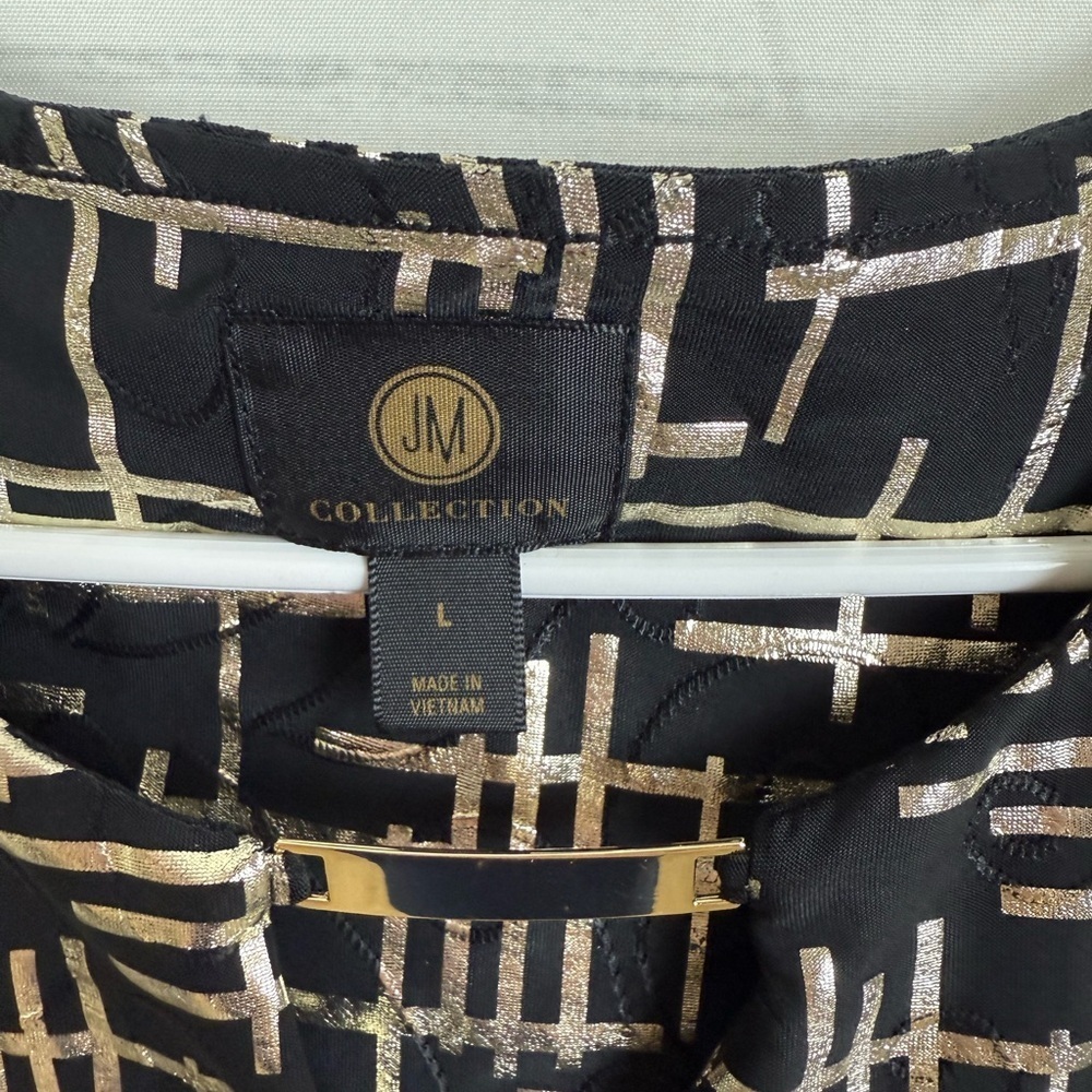 JM Collection Black and White Graphic Blouse - Picture 2 of 4